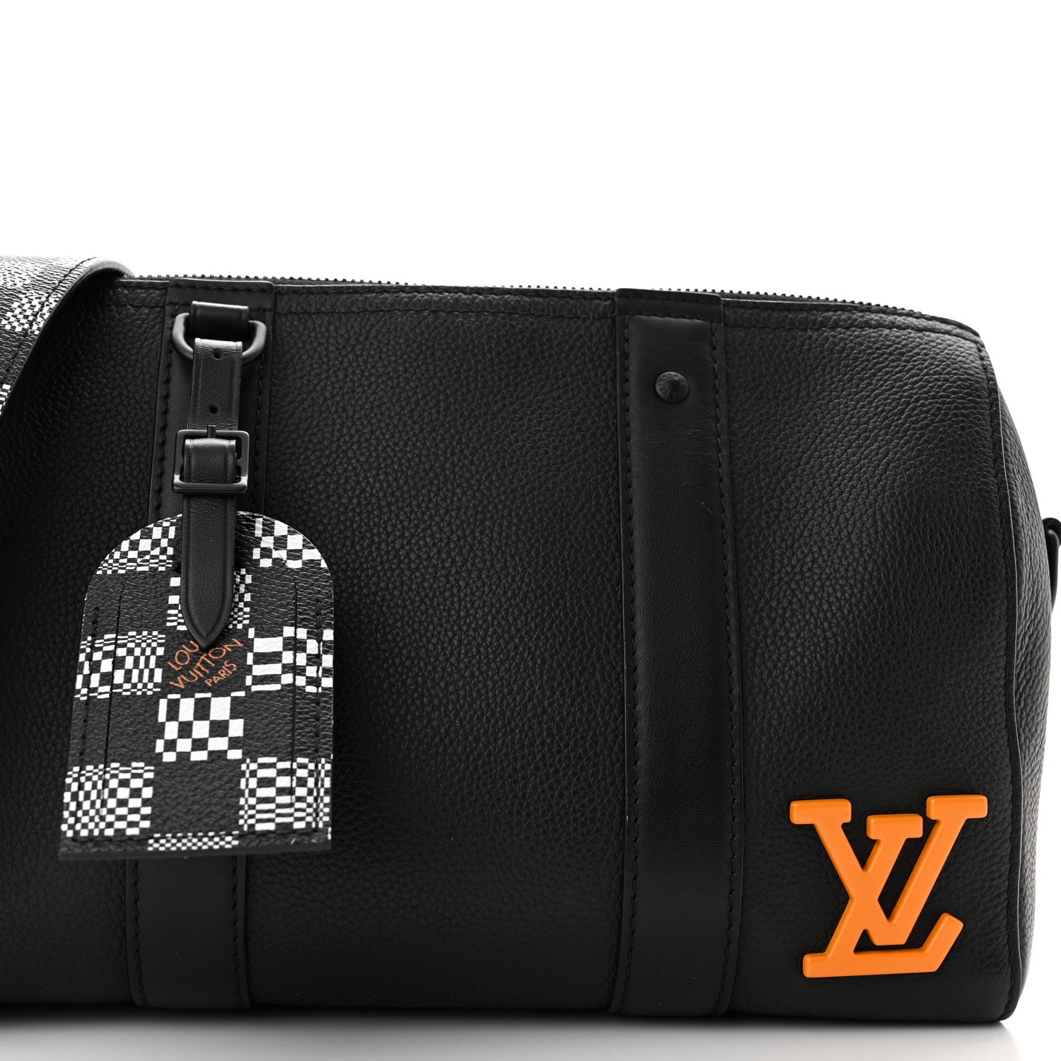 Louis Vuitton Calfskin Damier Distorted City Keepall Black 6 of 9
