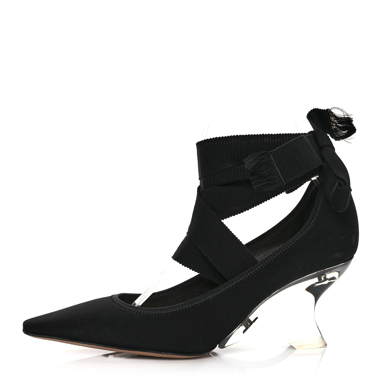 Christian Dior Grosgrain Neoprene Lucite Etoile Pumps 35.5 Black 1 of 9