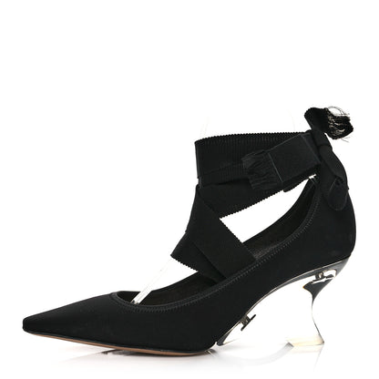 Christian Dior Grosgrain Neoprene Lucite Etoile Pumps 35.5 Black 1 of 9