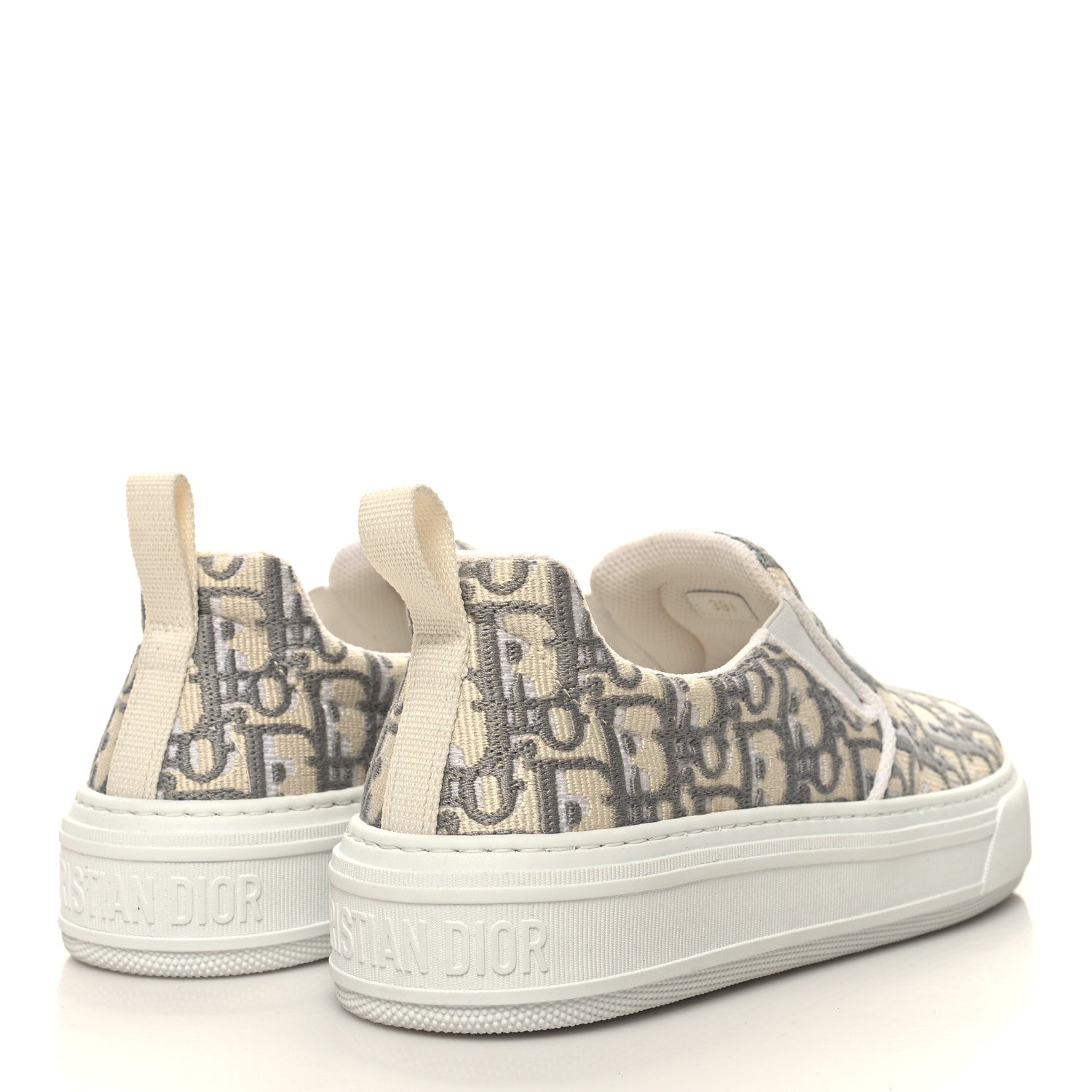Christian Dior Canvas Oblique Embroidered Womens Solar Slip On Sneakers 39.5 Grey Stone 4 of 9
