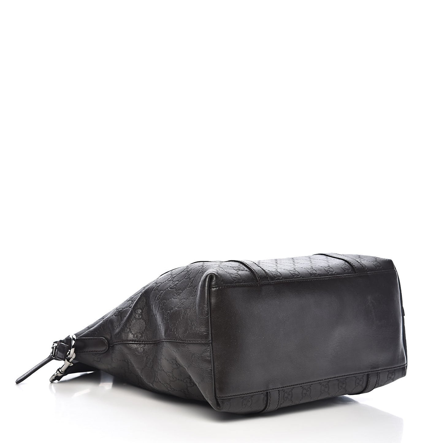 Guccissima Large GG Charm Convertible Dome Satchel Dark Brown