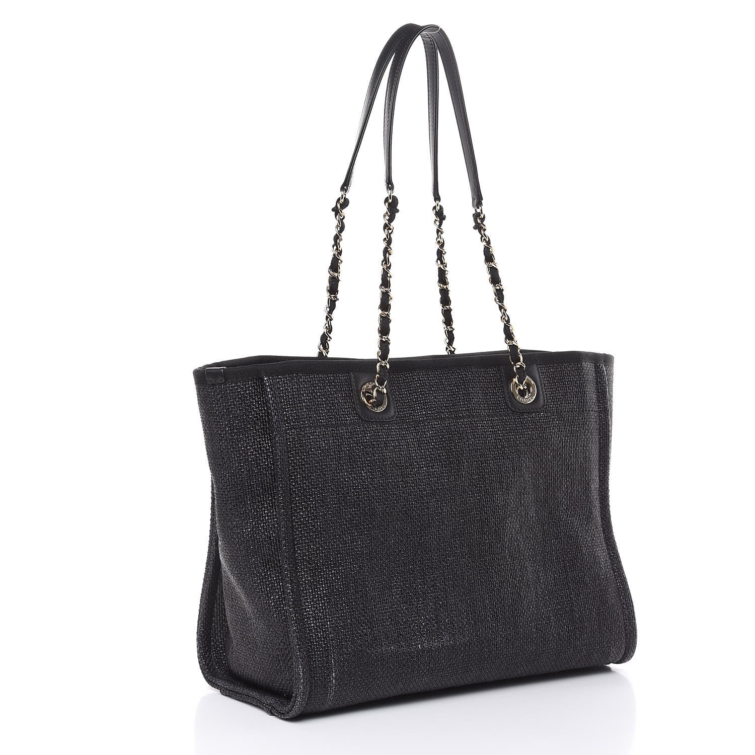 Chanel Woven Straw Raffia Small Deauville Tote Black 3 of 14