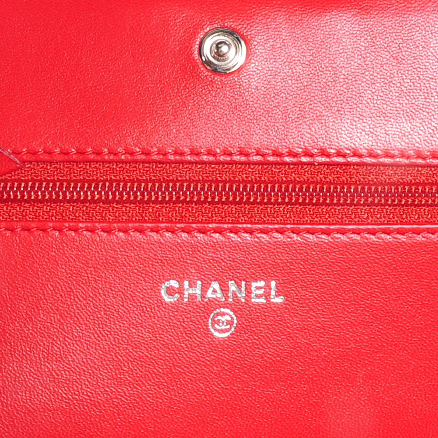 Chanel Lambskin Quilted Boy Wallet On Chain WOC Red 7 of 8