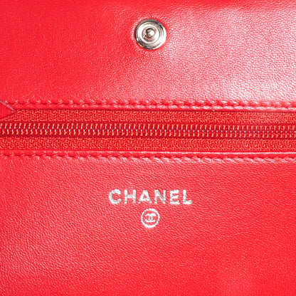 Chanel Lambskin Quilted Boy Wallet On Chain WOC Red 7 of 8