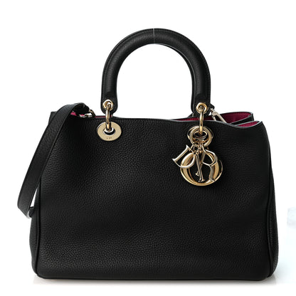 Christian Dior Bullcalf Medium Diorissimo Tote Black Rose Indien 1 of 10