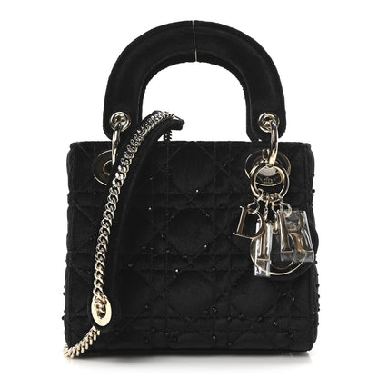 Christian Dior Velvet Beaded Mini Lady Dior Black 1 of 9