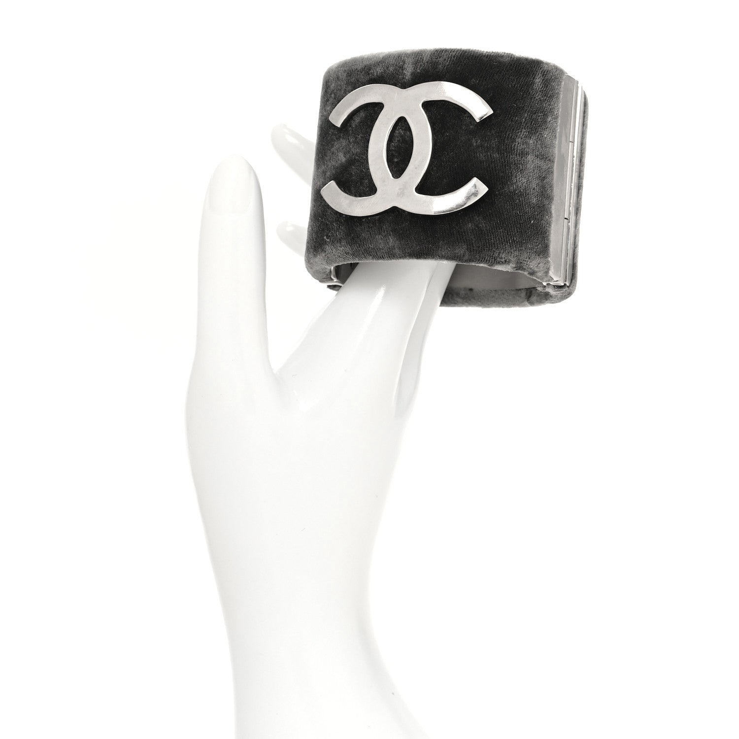 Chanel Velvet CC Cuff Silver Grey 2 of 7