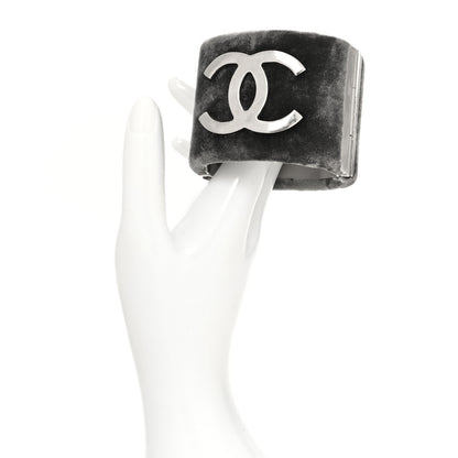 Chanel Velvet CC Cuff Silver Grey 2 of 7