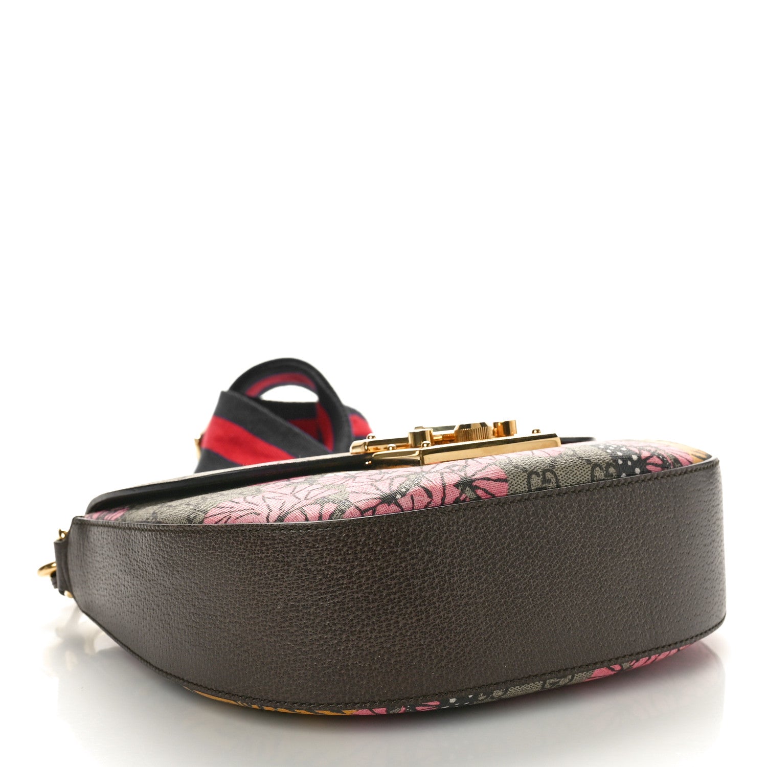 Gucci GG Supreme Monogram Bengal Web Medium Padlock Messenger Shoulder Bag Beige Pink 4 of 10