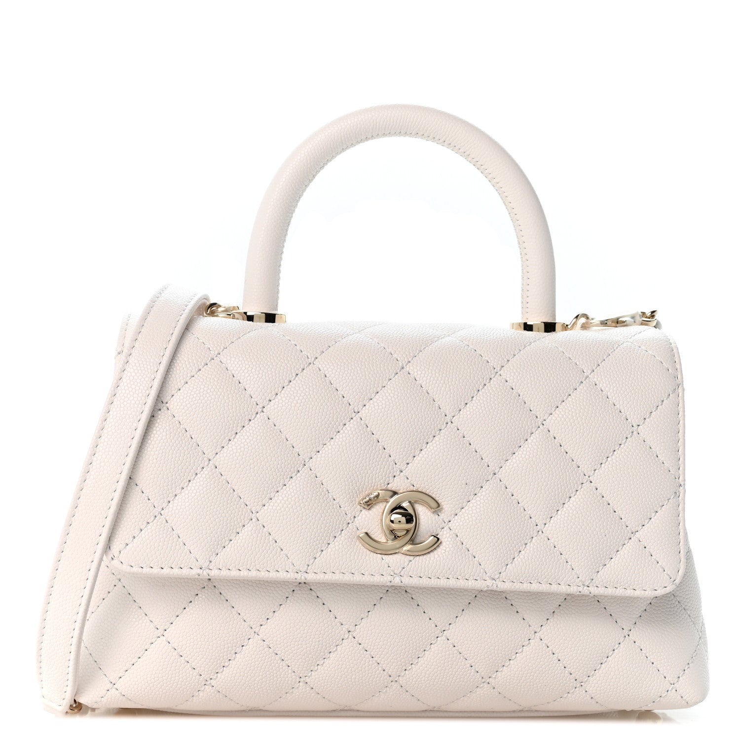 Chanel Caviar Quilted Mini Coco Handle Flap White 1 of 10