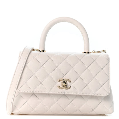 Chanel Caviar Quilted Mini Coco Handle Flap White 1 of 10