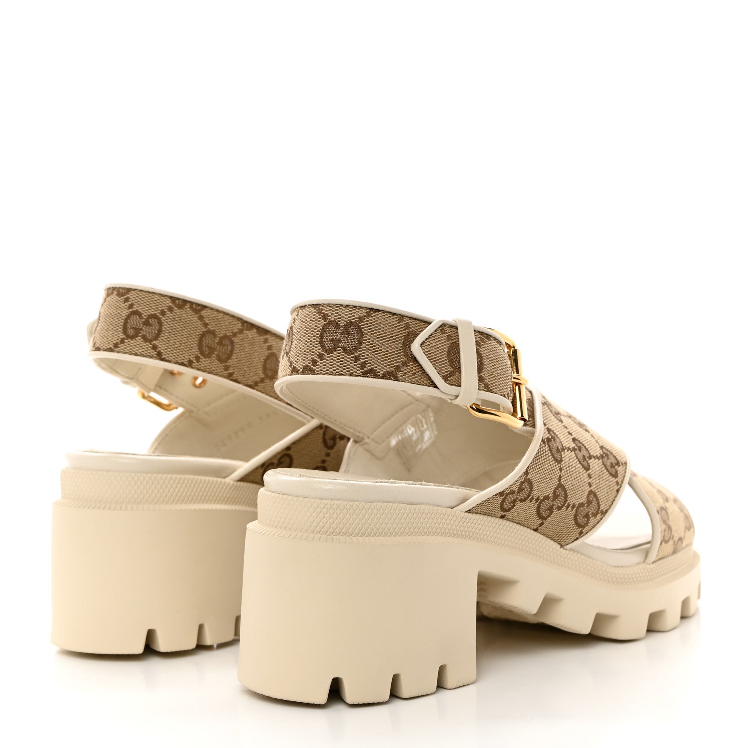 Gucci Monogram Granada Kid Trip 40/72mm Lug Sole Sandals 39.5 Beige Ebony Mystic White 4 of 9