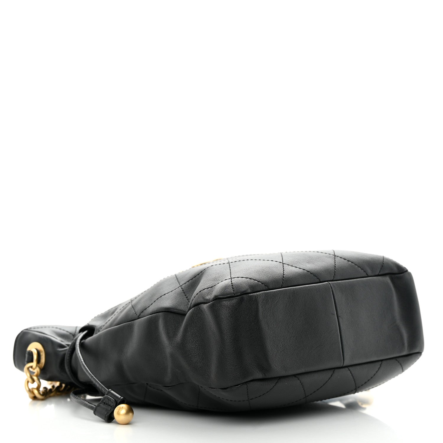 Chanel Calfskin Quilted Drawstring Bucket Bag Black 4 of 15