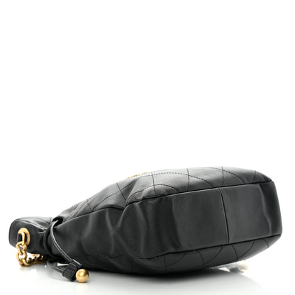 Chanel Calfskin Quilted Drawstring Bucket Bag Black 4 of 15