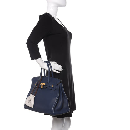 Hermes Taurillon Clemence Birkin 35 Bleu Saphir 2 of 9