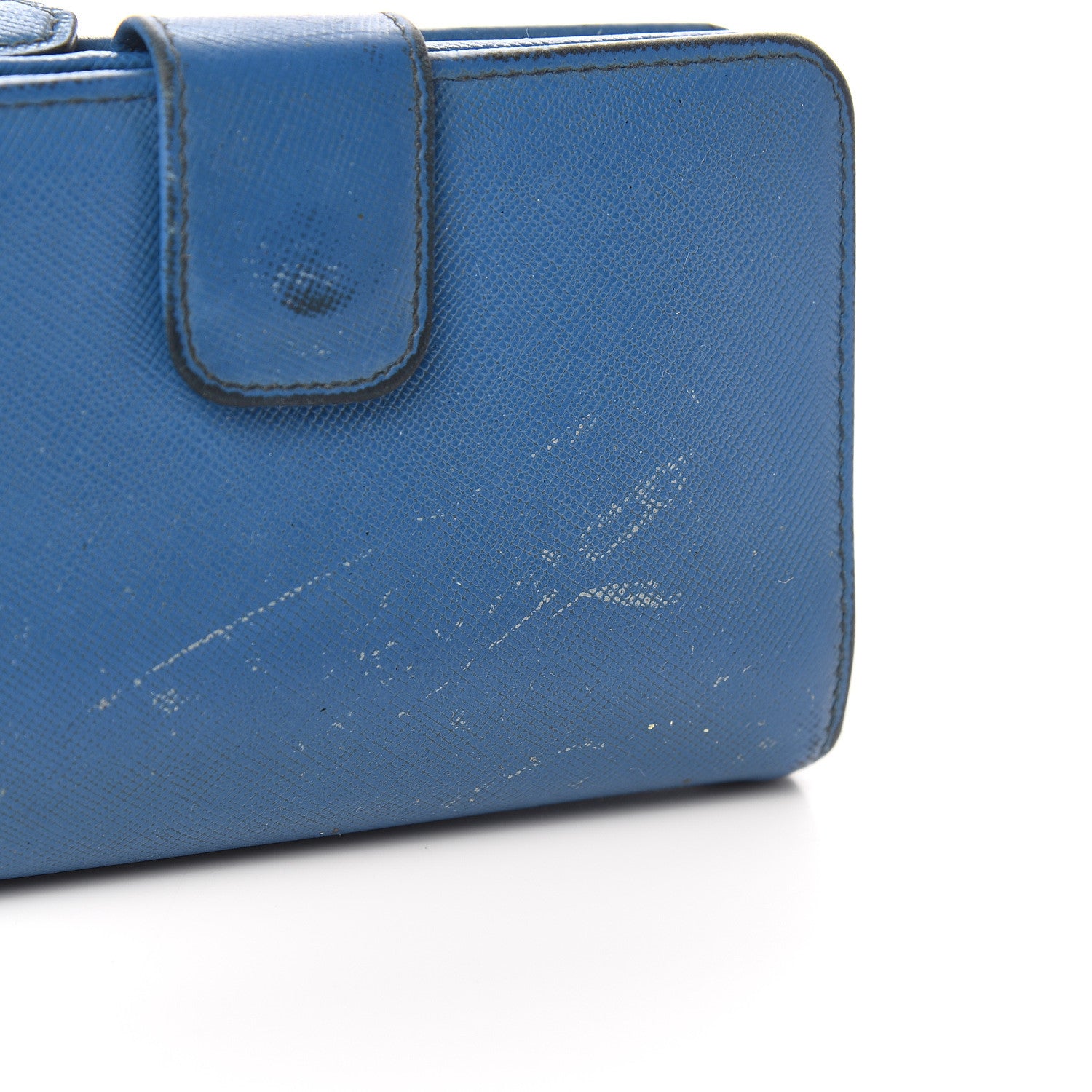 Prada Saffiano Metal Compact Wallet Cobalto 7 of 12