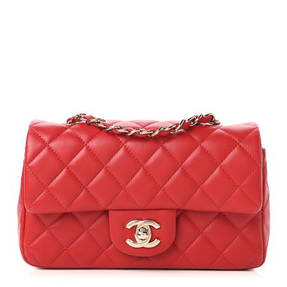 Chanel Lambskin Quilted Mini Rectangular Flap Red 1 of 11