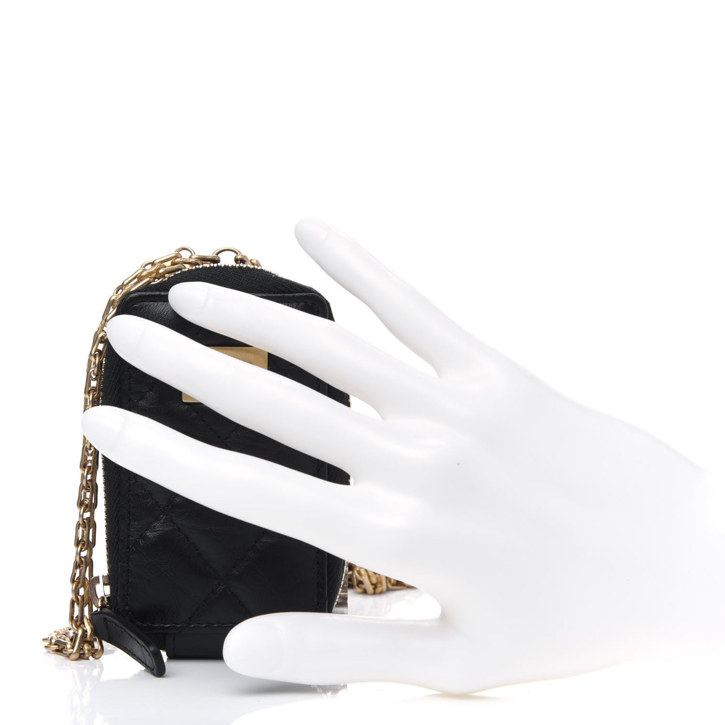 Aged Calfskin Quilted 2.55 Reissue Clutch With Chain Black