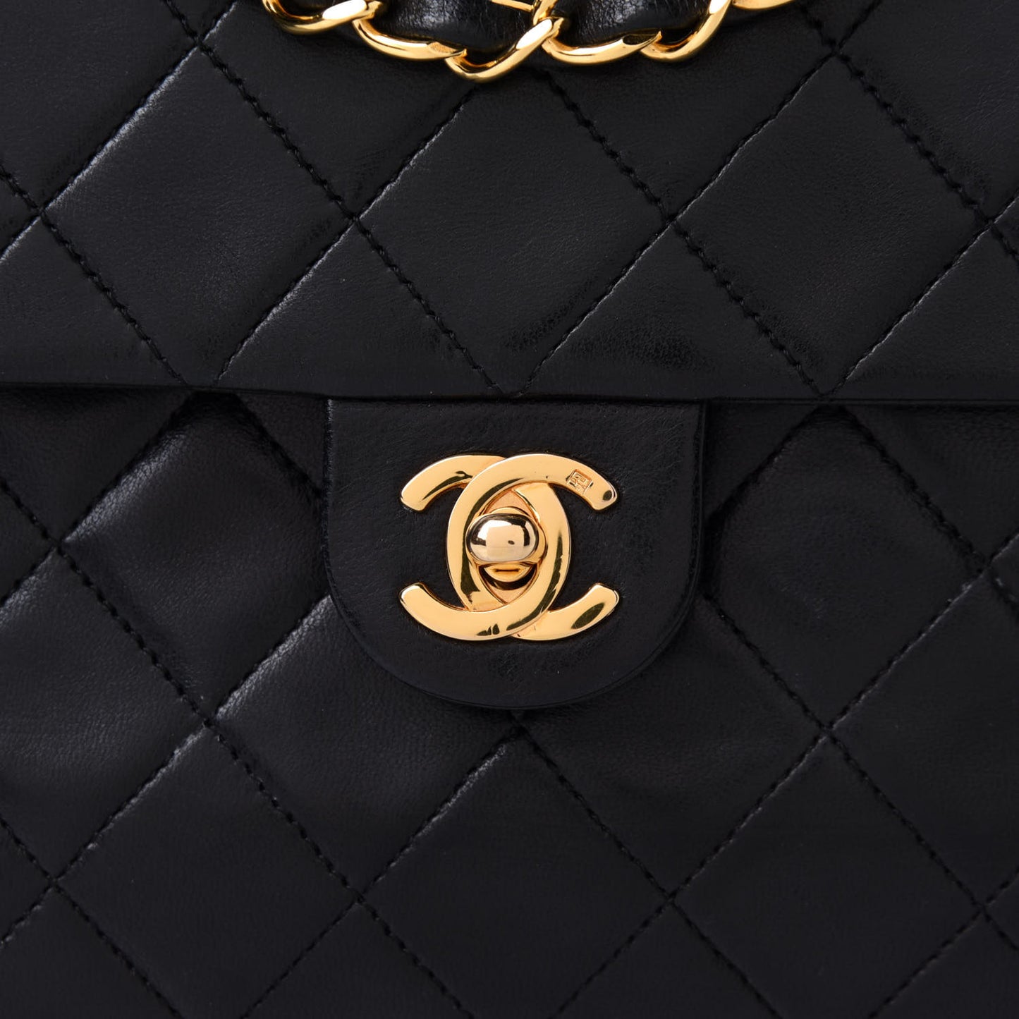 Lambskin Quilted Mini Square Flap Bag Black