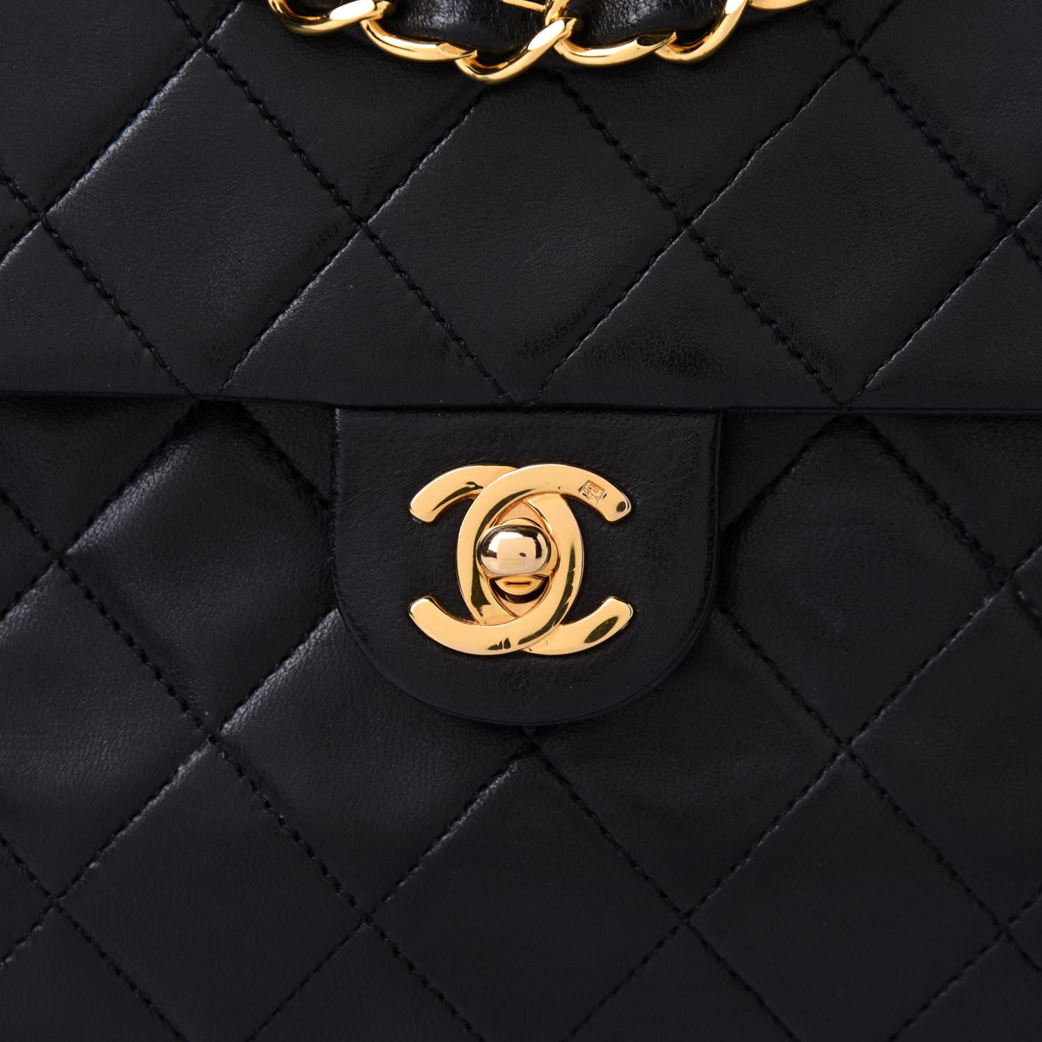 Chanel Lambskin Quilted Mini Square Flap Bag Black 8 of 11