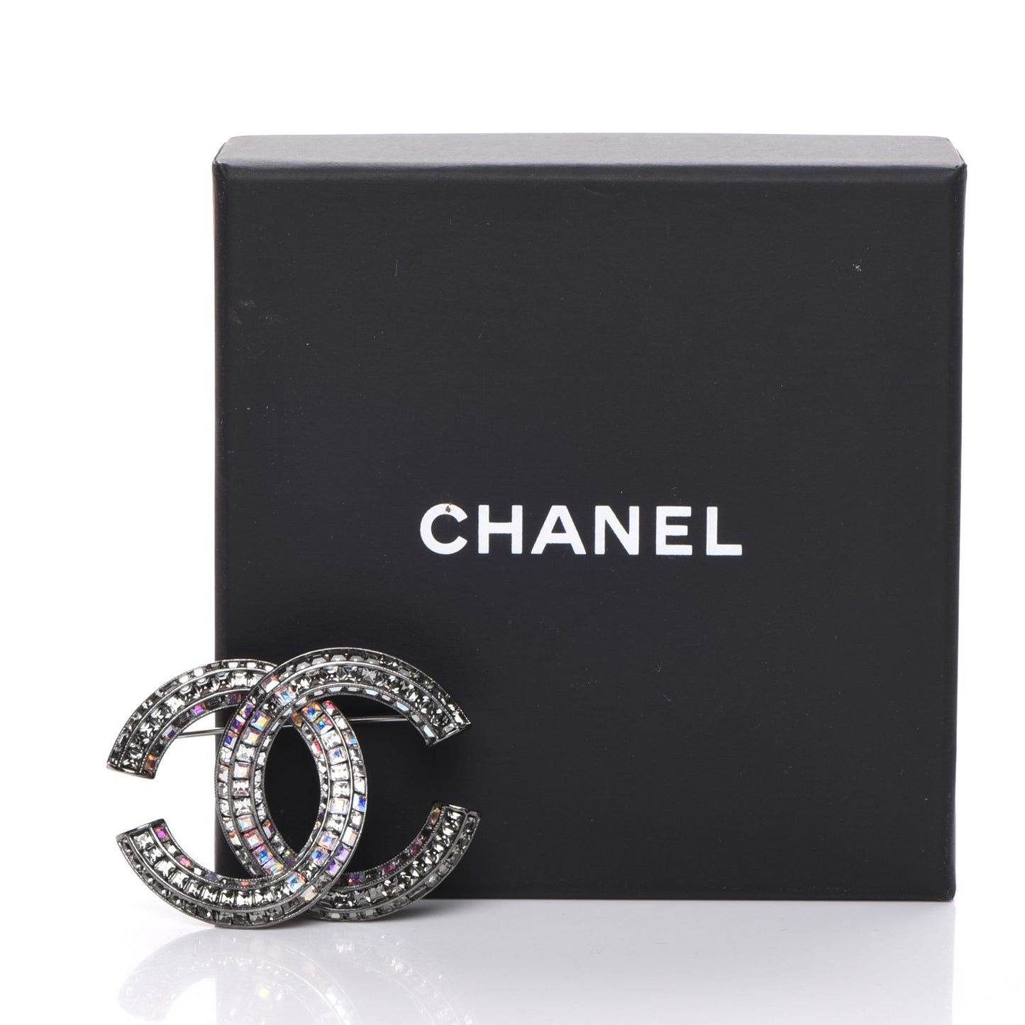 Ruthenium Crystal Baguette CC Brooch Multicolor