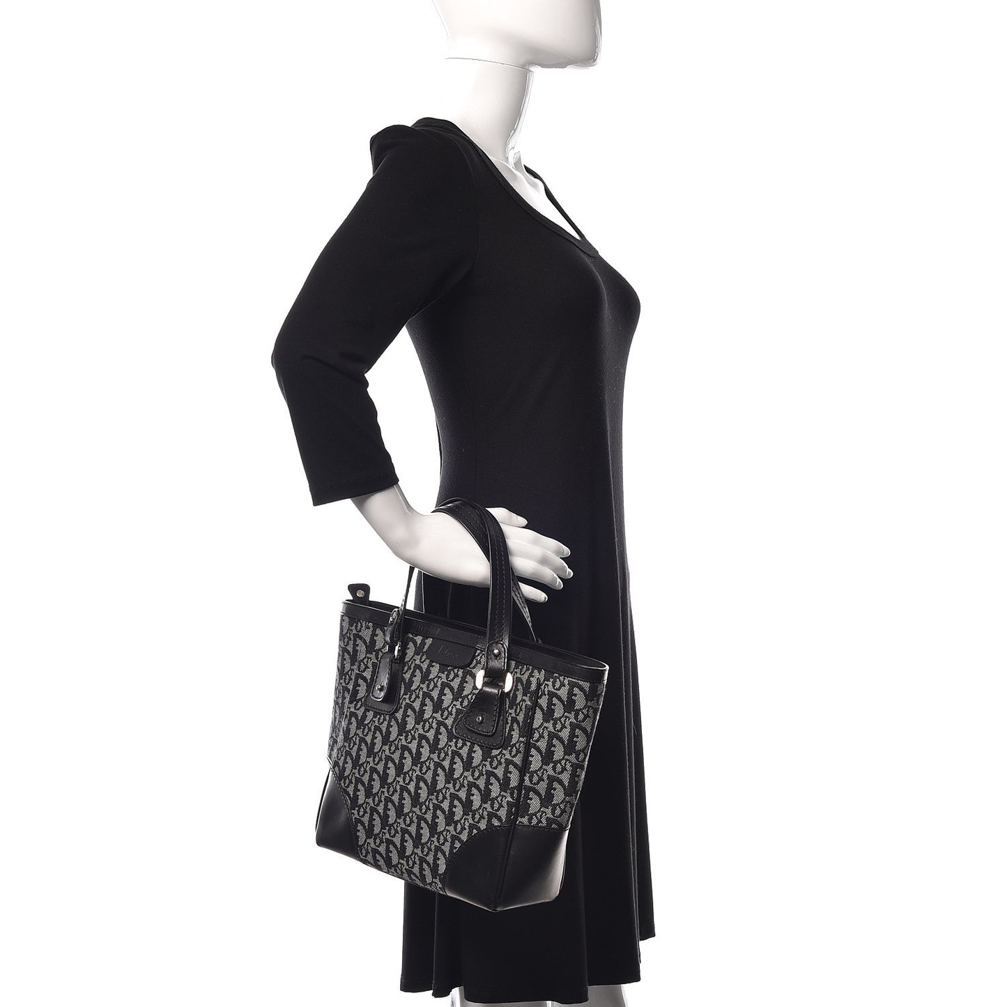 Denim Calfskin Monogram Tote Black