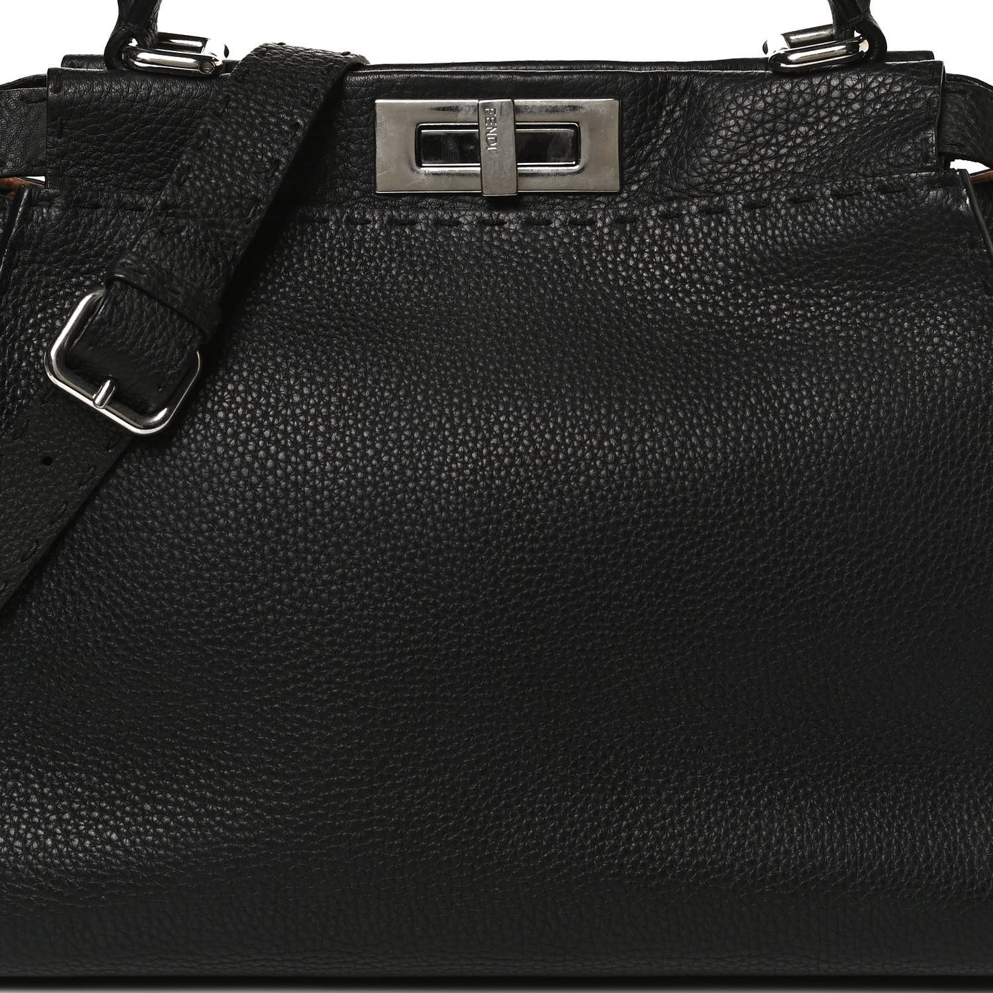 Cuoio Romano Selleria Bi-Color Medium Peekaboo Iconic Satchel Black Mou