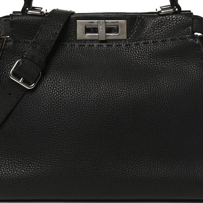 Fendi Cuoio Romano Selleria Bi-Color Medium Peekaboo Iconic Satchel Black Mou 14 of 14