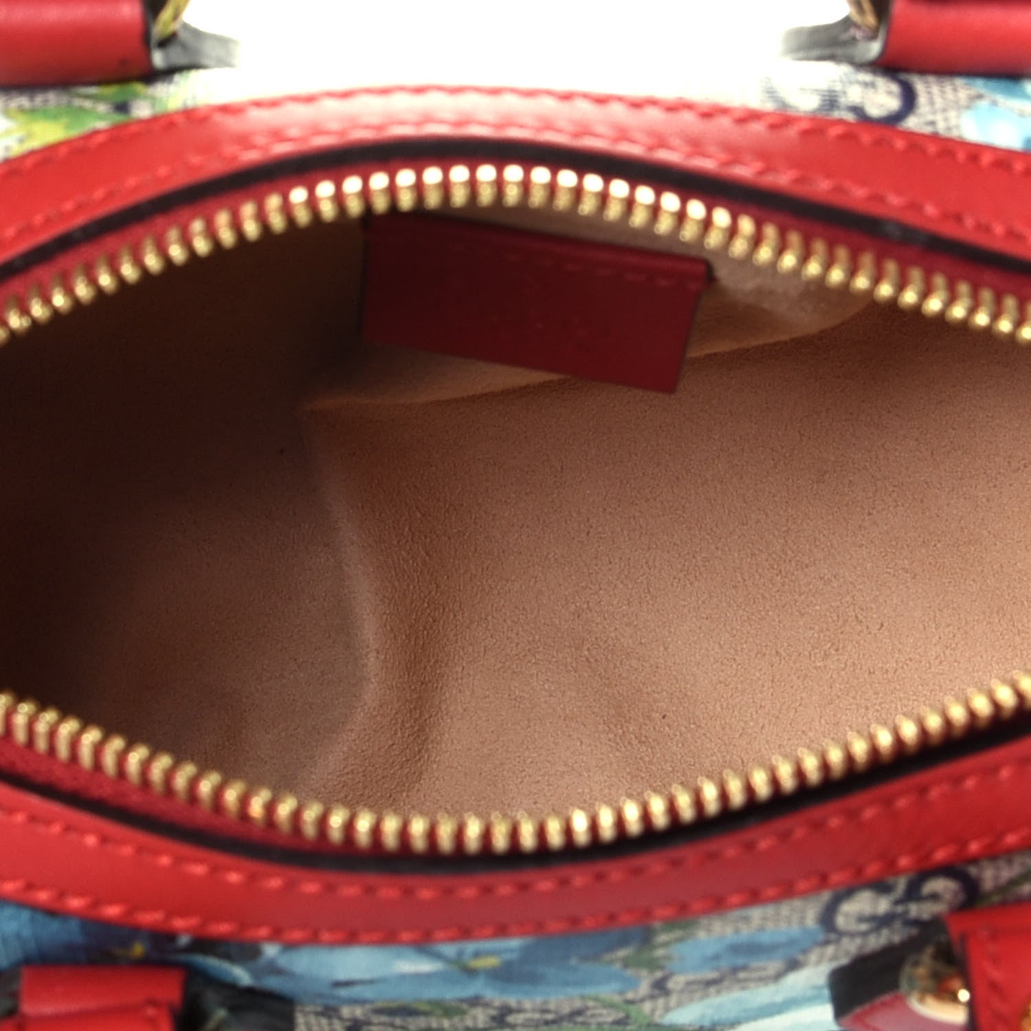 Gucci GG Supreme Monogram Blooms Mini Boston Navy Blue Hibiscus 5 of 9