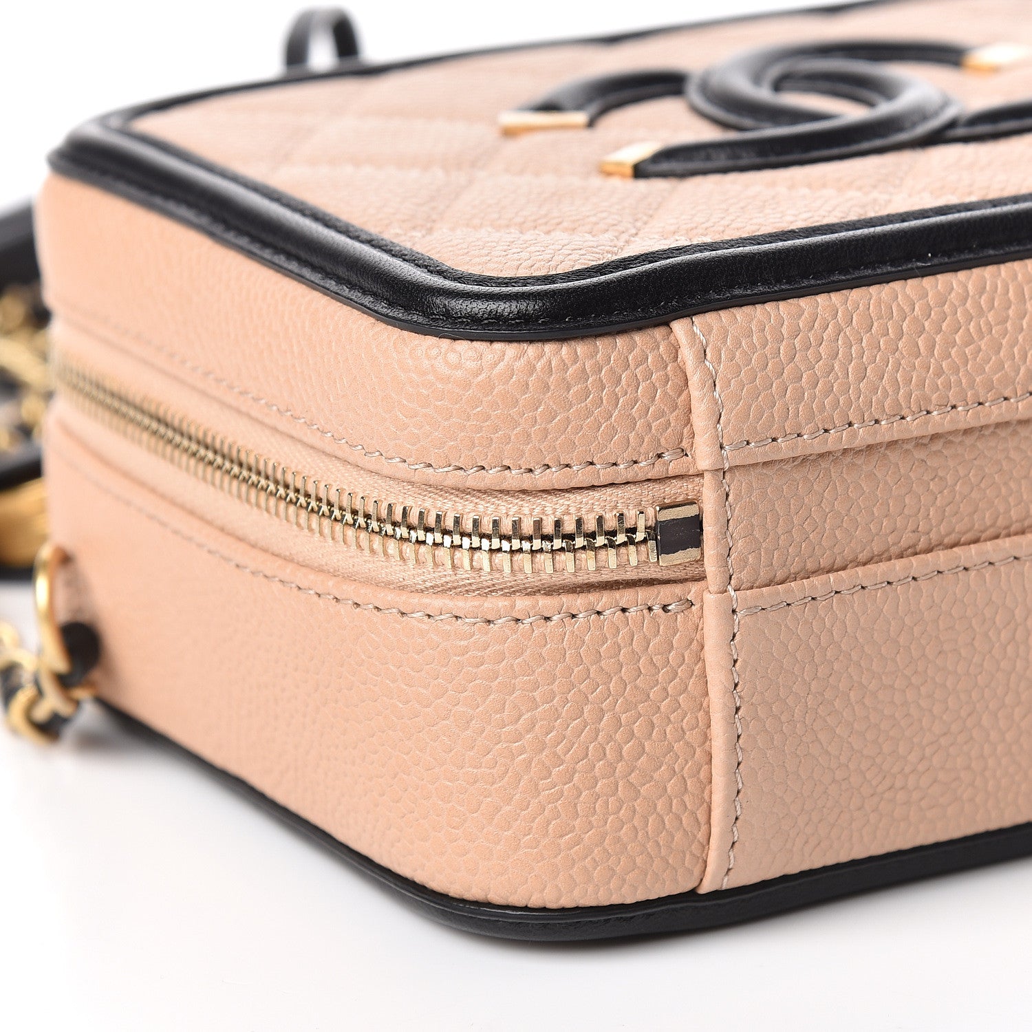 Chanel Caviar Quilted Small CC Filigree Vanity Case Beige Black 9 of 11