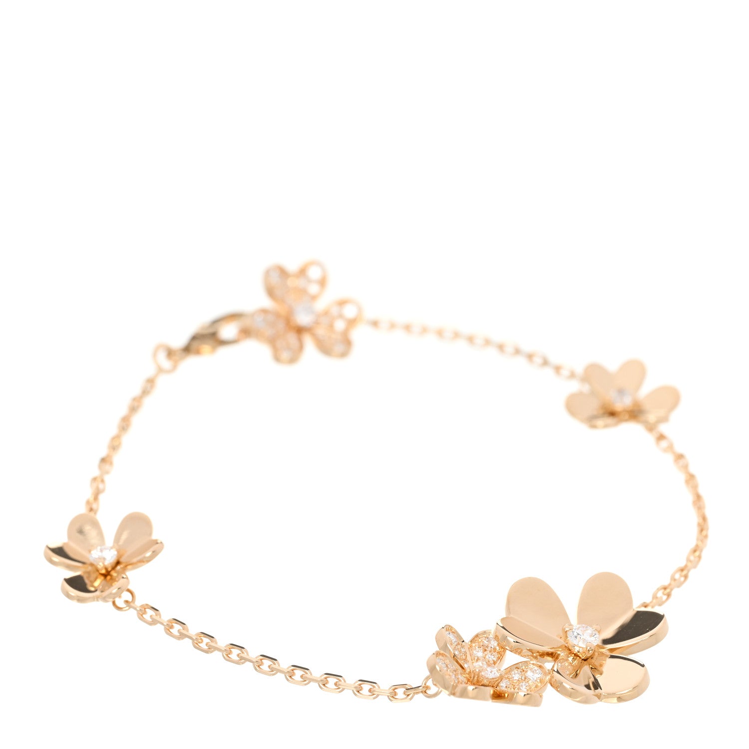 Van Cleef & Arpels 18K Yellow Gold Diamond Frivole 5 Flowers Bracelet 1 of 5
