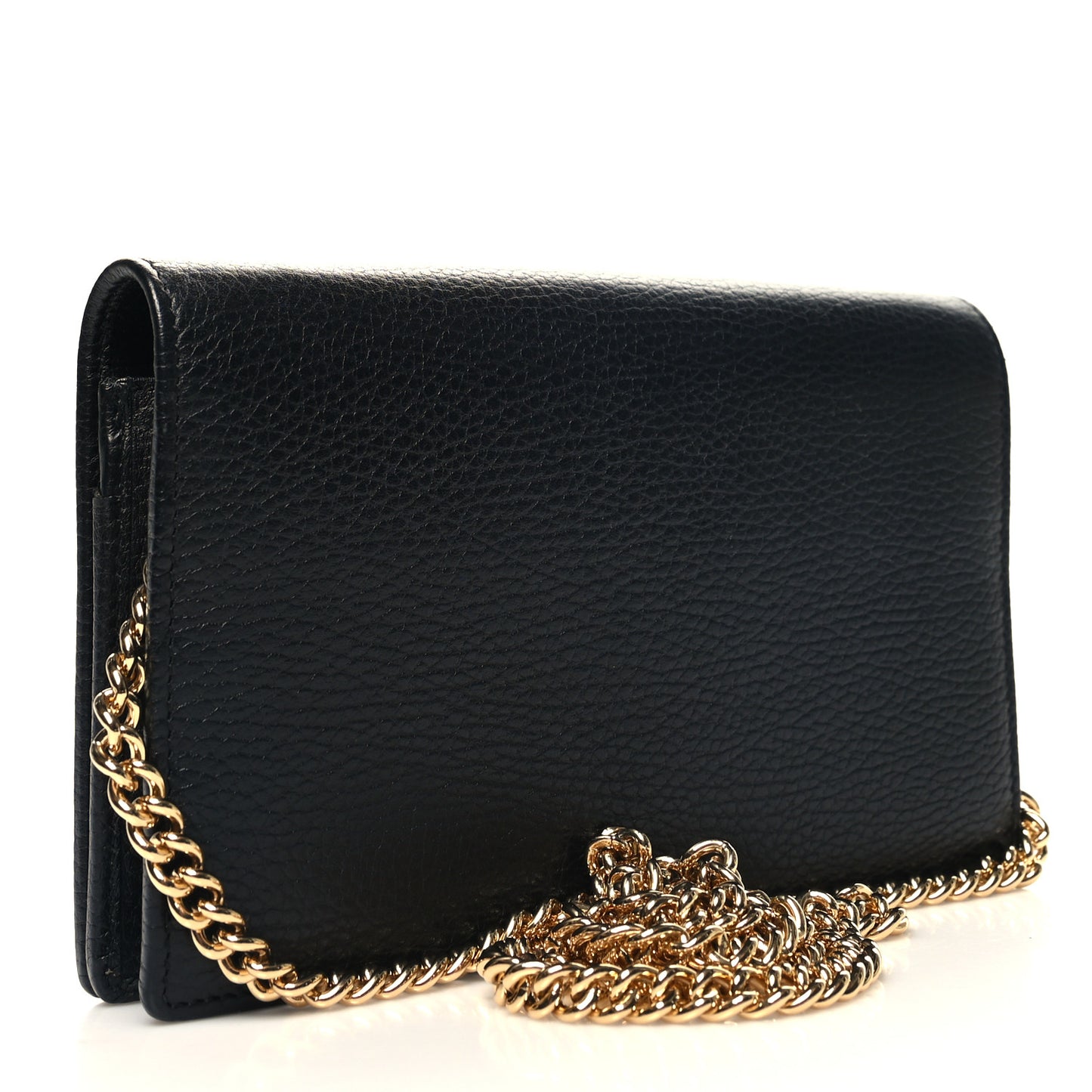 Calfskin Mini GG Marmont Chain Wallet Black