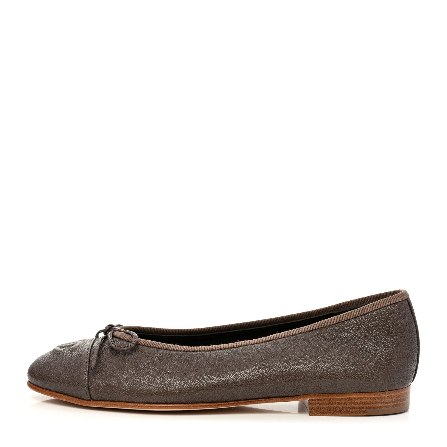Chanel Caviar CC Cap Toe Ballerina Flats 37 Brown 1 of 9