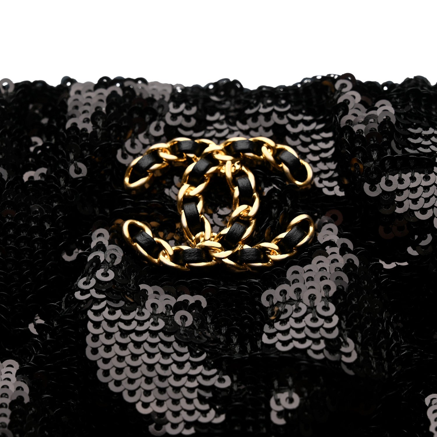 Chanel Sequins Quilted Large Chanel 19 Pouch Black 6 of 9