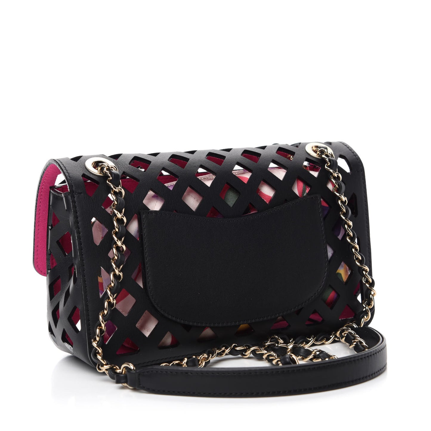 Lambskin Small Sea Through Flap Black