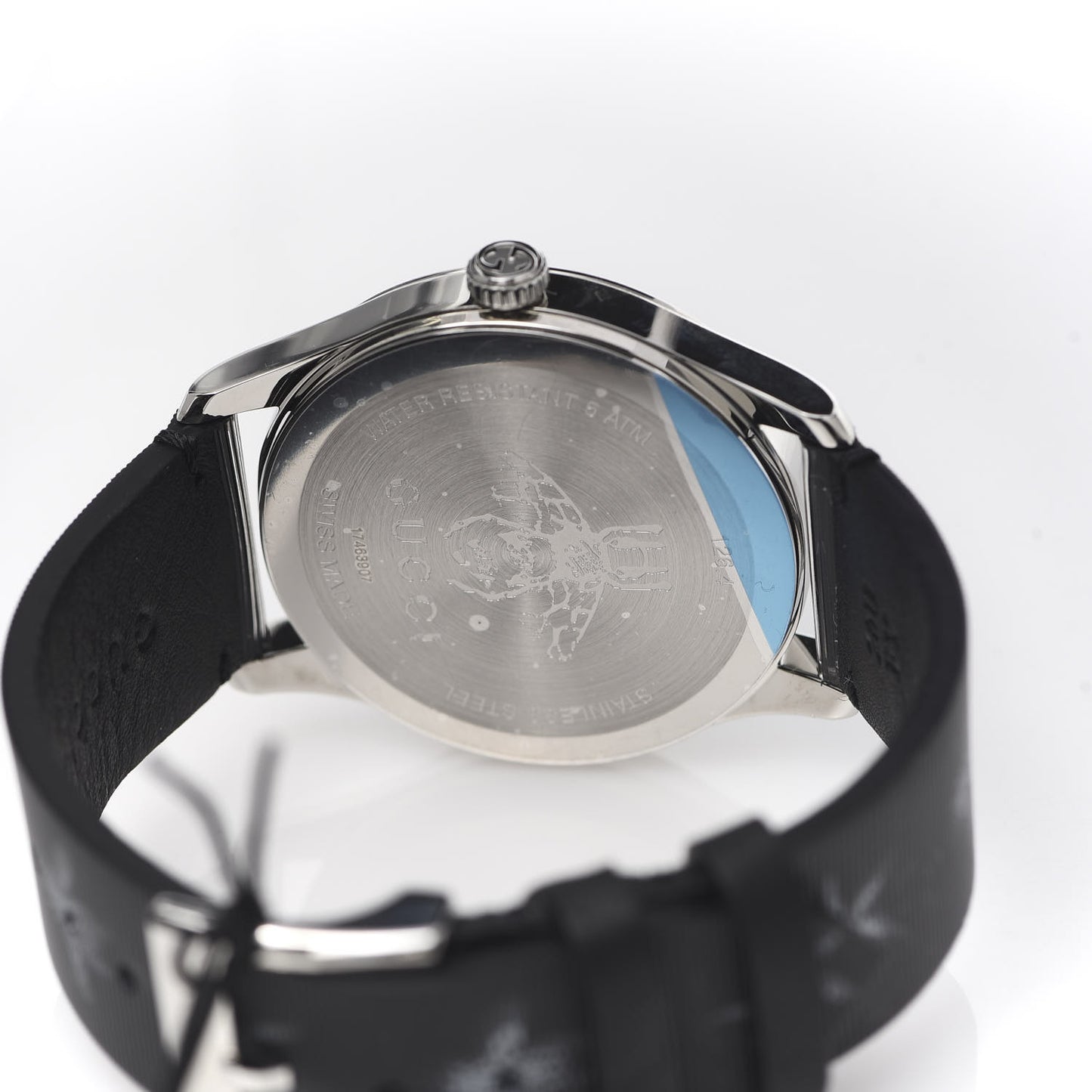 Stainless Steel Calfskin 38mm G-Timeless Bee Star Hologram Quartz Watch Black