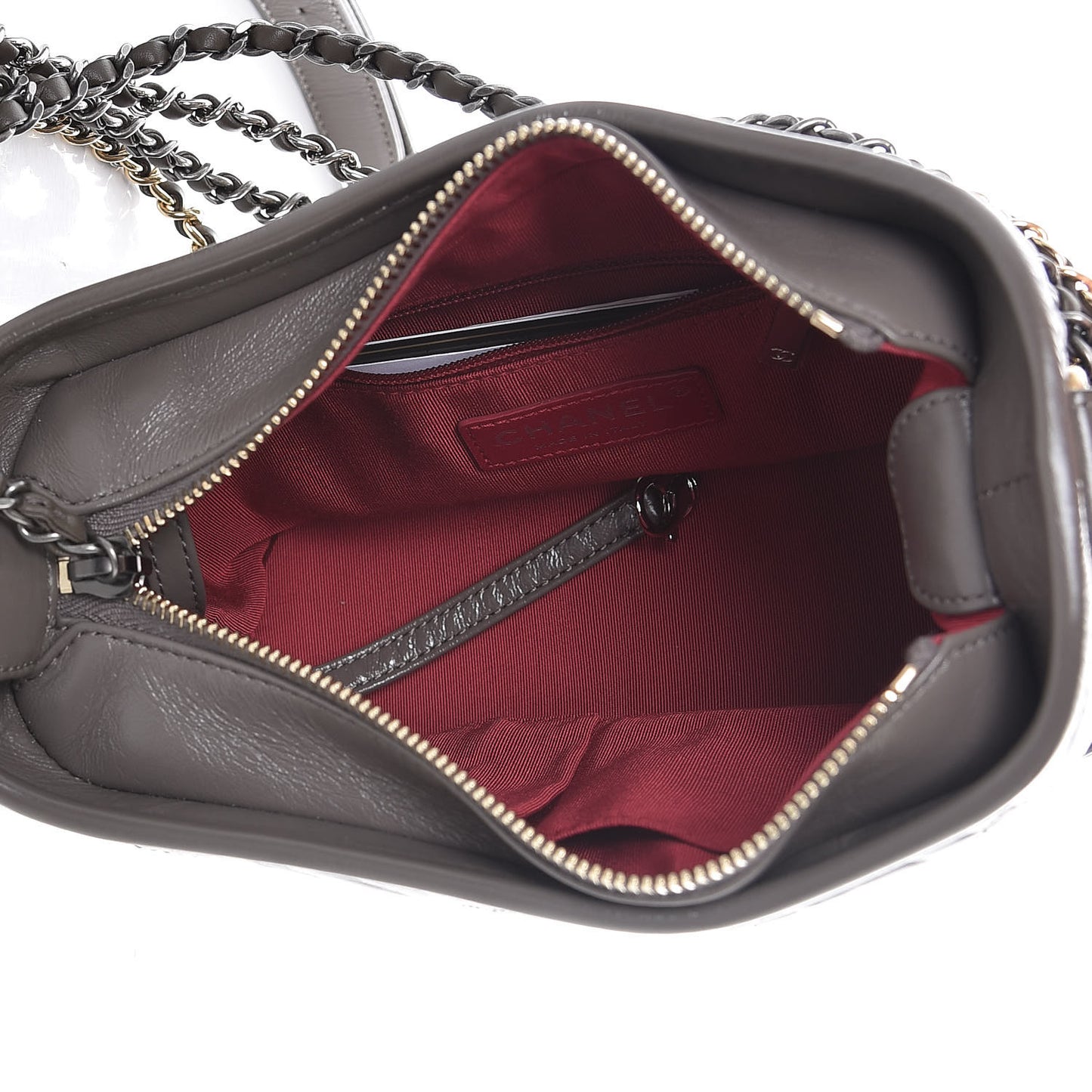 Aged Calfskin Quilted Small Gabrielle Hobo Grey