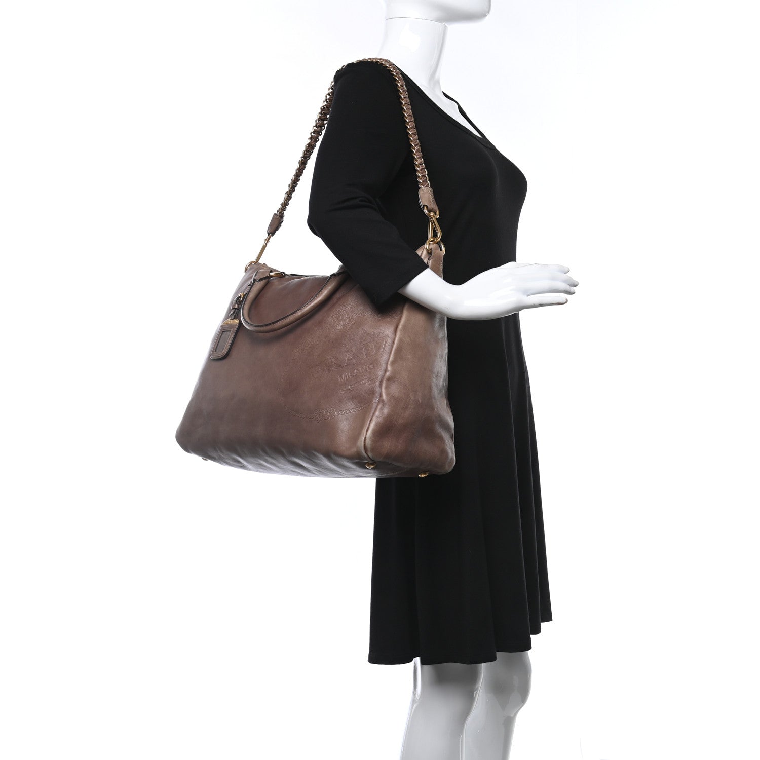 Prada Soft Calf Chain Bag Bambu 2 of 16