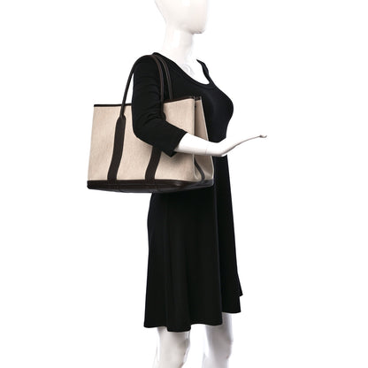 Hermes Buffle Skipper Toile Garden Party 36 MM Tote Marron Fonce 2 of 13