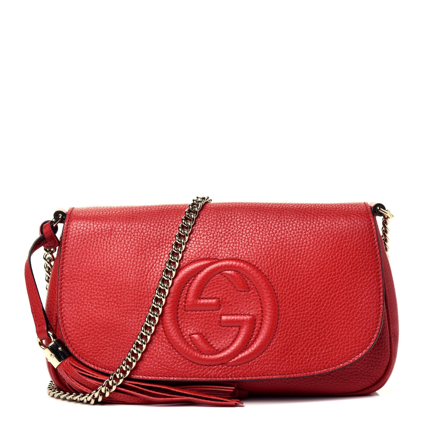 Gucci Pebbled Calfskin Medium Soho Flap Crossbody Vibrant Red 1 of 9