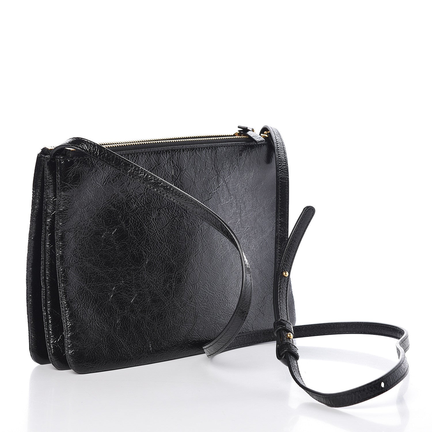 Celine Shiny Goatskin Large Trio Crossbody Bag Black 3 of 11