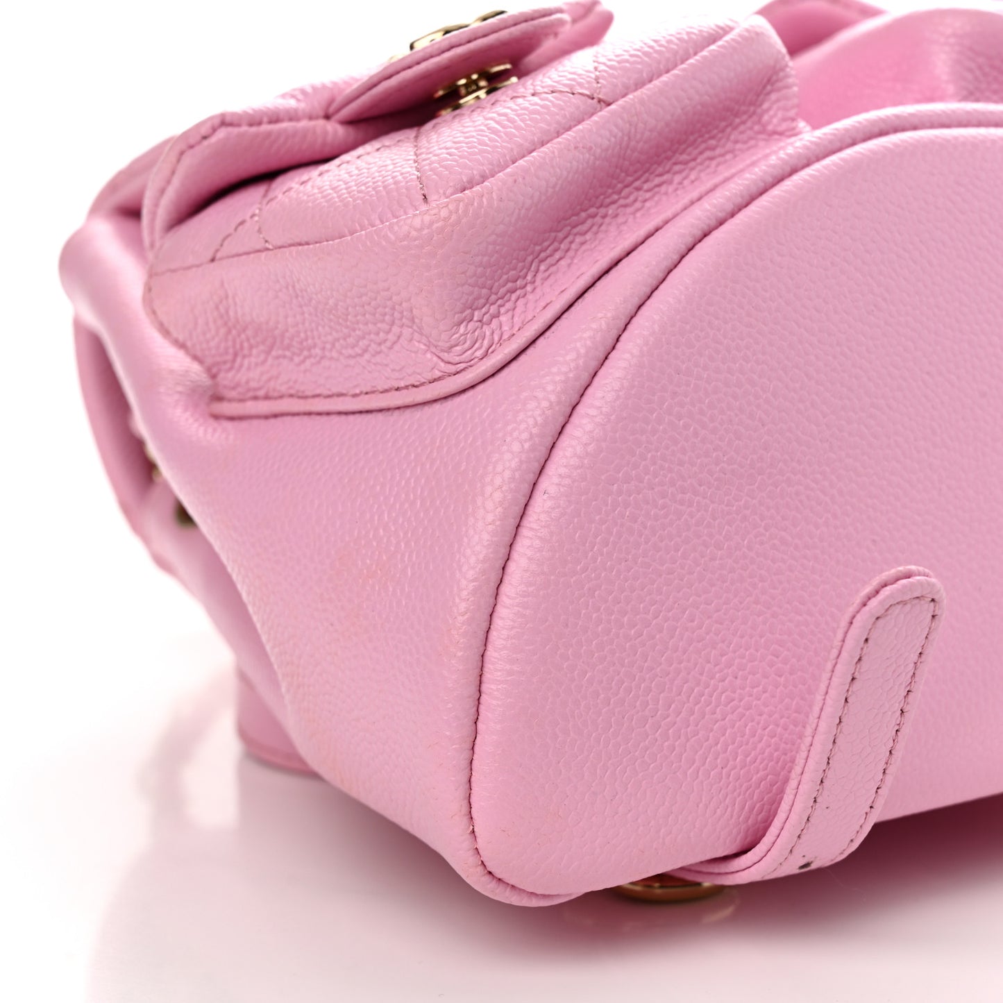 Shiny Caviar Quilted Small Duma Pockets Drawstring Backpack Lilac