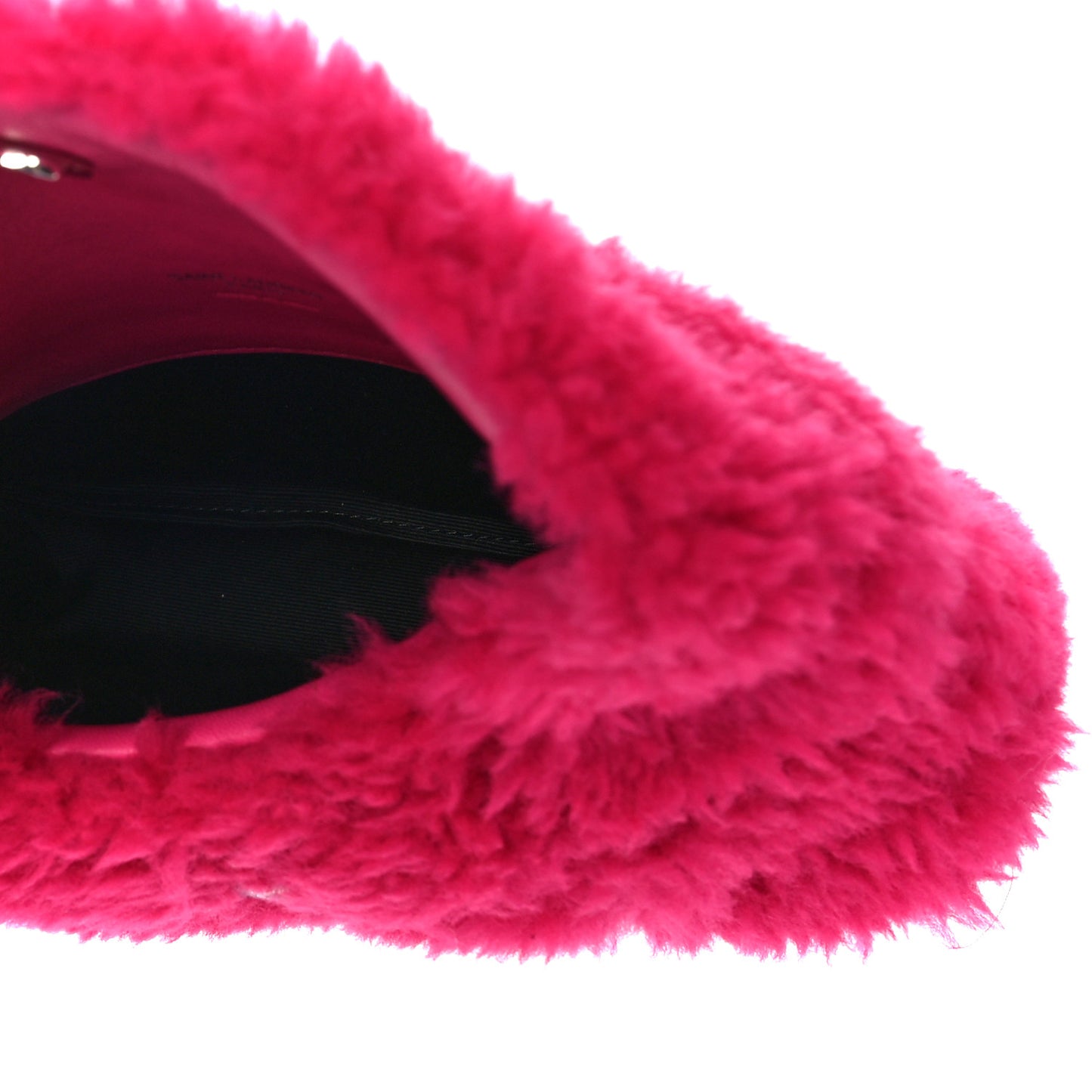 Shearling Quilted Loulou Puffer Pouch Clutch Fuxia