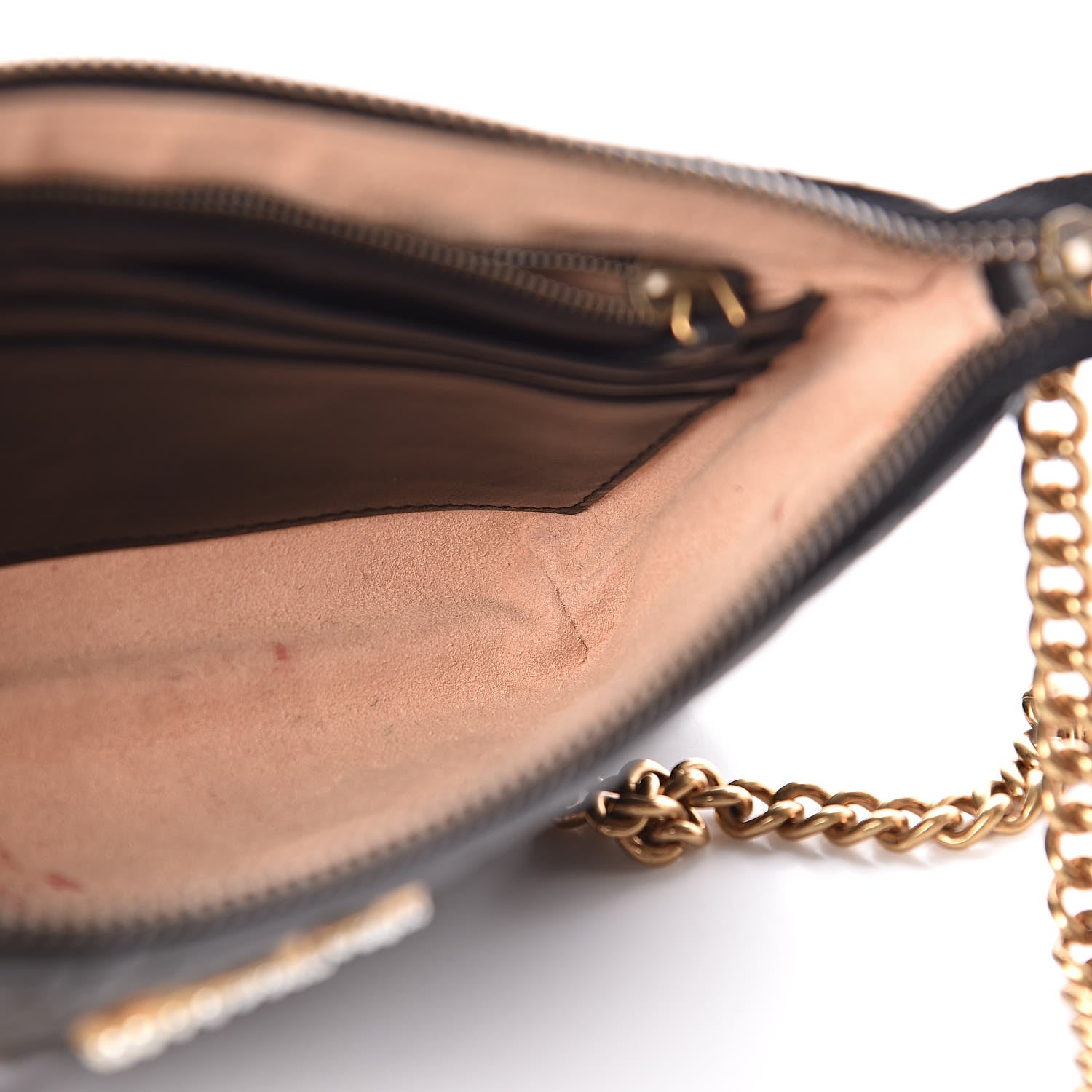 Gucci Calfskin Matelasse Mini Pearly GG Marmont Chain Bag Black 11 of 14