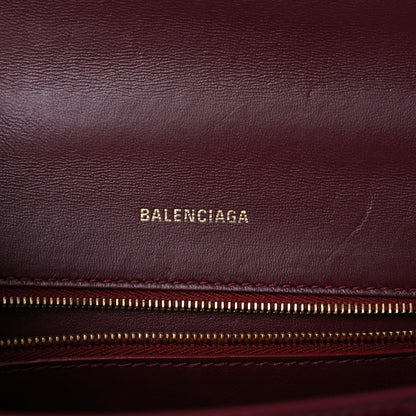 Balenciaga Shiny Calfskin Crocodile Embossed Small Hourglass Top Handle Bag Dark Red 6 of 13