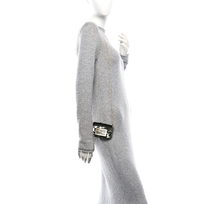 Fendi Sequin Paillettes Shiny Nappa Sex and the City Nano Maxi Buckle Baguette Charm Avocado 2 of 11