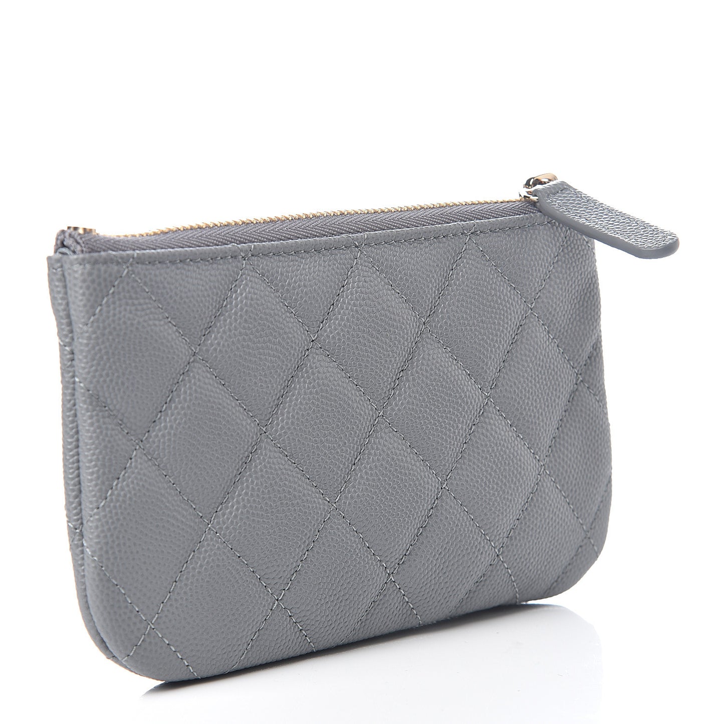 Caviar Quilted Small Cosmetic Case Grey