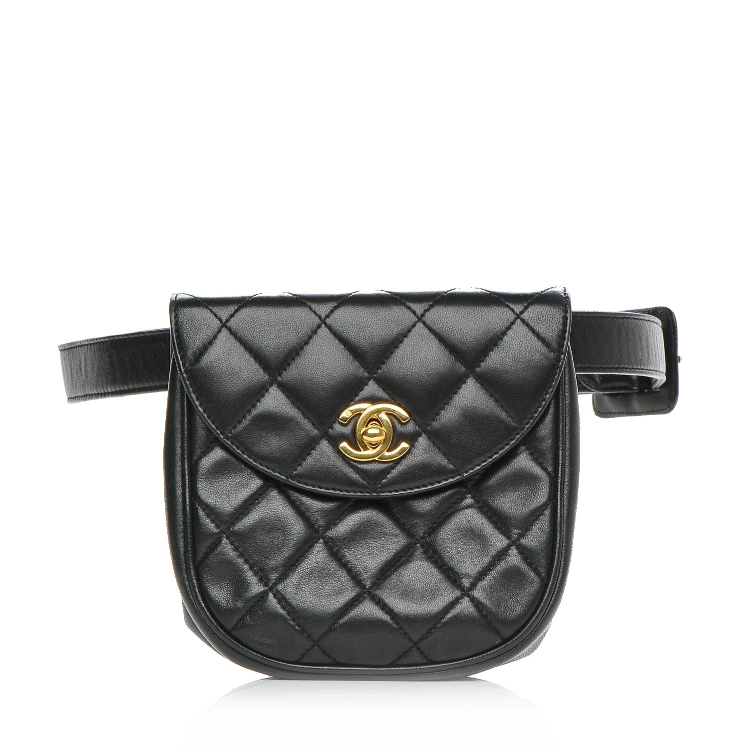 Chanel Lambskin Quilted Flap Waist Belt Bag 70 28 Black 1 of 8