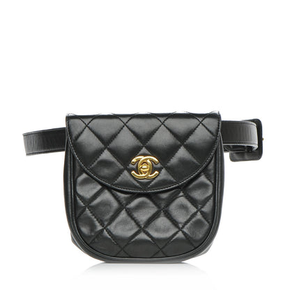 Chanel Lambskin Quilted Flap Waist Belt Bag 70 28 Black 1 of 8