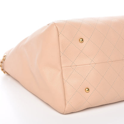 Chanel Grained Calfskin Stitched Supple Rock Shopping Tote Beige 9 of 10